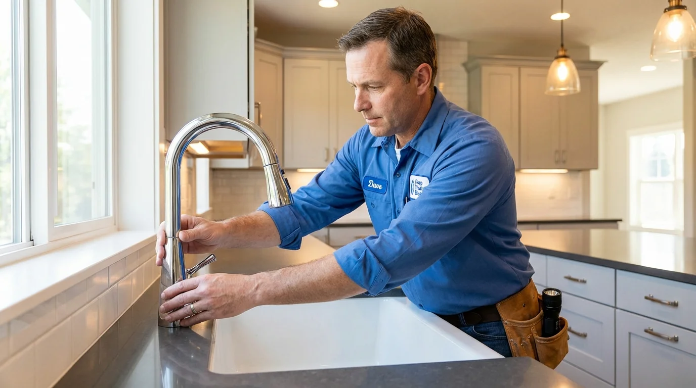Kitchen faucet installation by Johns Plumbing LLC in Huxley