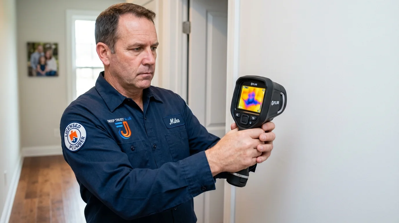Thermal imaging leak detection by Johns Plumbing LLC in Huxley